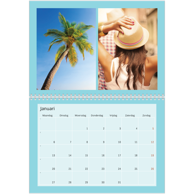 Fotokalender A4 Dubbel (30 x 40 cm) — Fel gekleurde kaders [Januari]