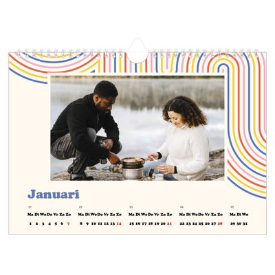 Fotokalender A4 — Retro strepen [Januari]