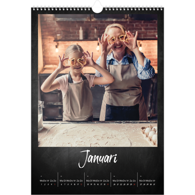 A3 Jaarkalender — Krijtbord stijl [Januari]